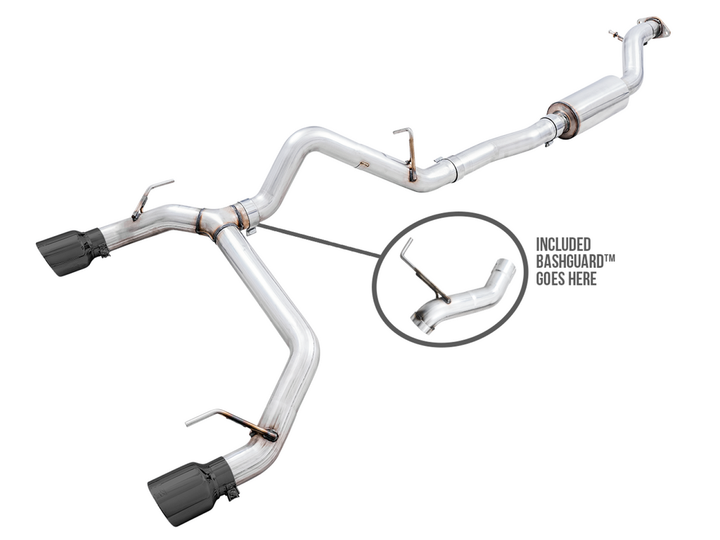 AWE Tuning AWE 0FG Catback Exhaust for Ford Bronco with BashGuard - Dual 4.5" Diamond Black Tips