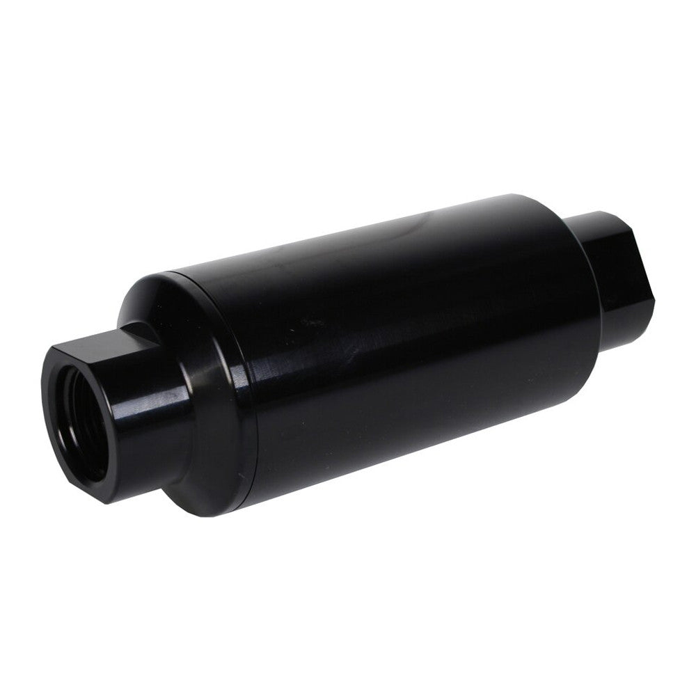 Aeromotive Filter, In-Line, 10-m Microglass Element, AN-08 Male, Bright-Dip Black, 2" OD