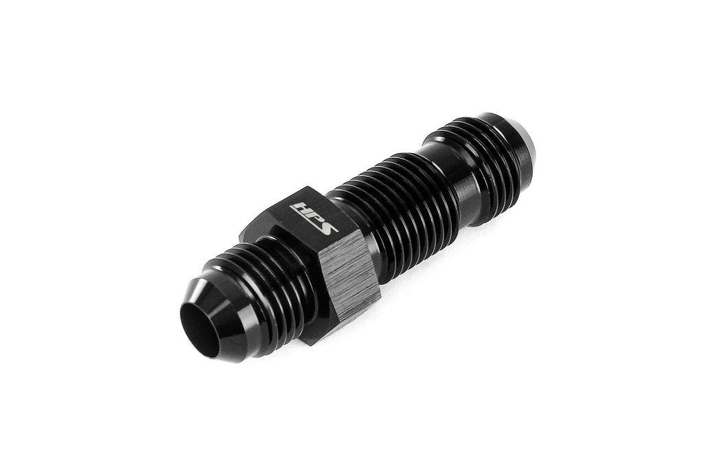 HPS Performance Straight -8 AN Male to Male Bulkhead Adapter Aluminum Black