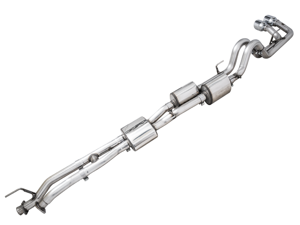 AWE Tuning AWE 0FG Exhaust with BashGuard for 3rd Gen Tacoma - Dual Chrome Silver Tips