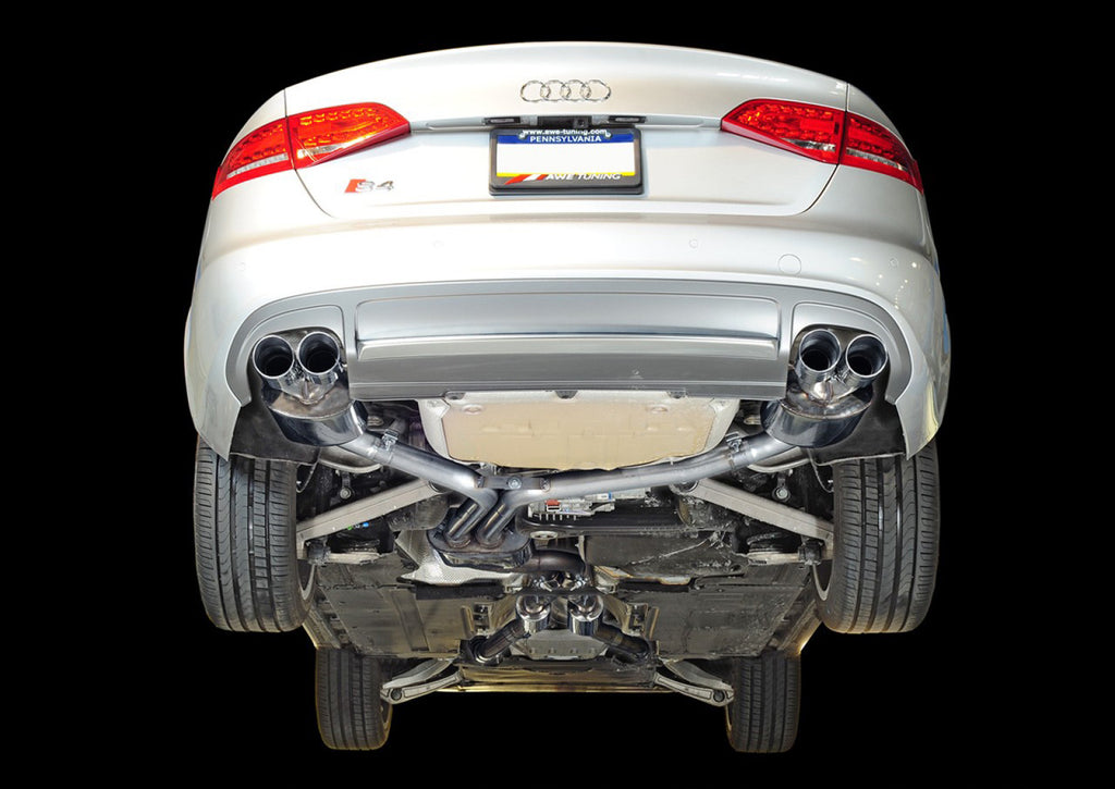 AWE Tuning AWE Touring Edition Exhaust for Audi B8 S4 3.0T - Chrome Silver Tips (102mm)