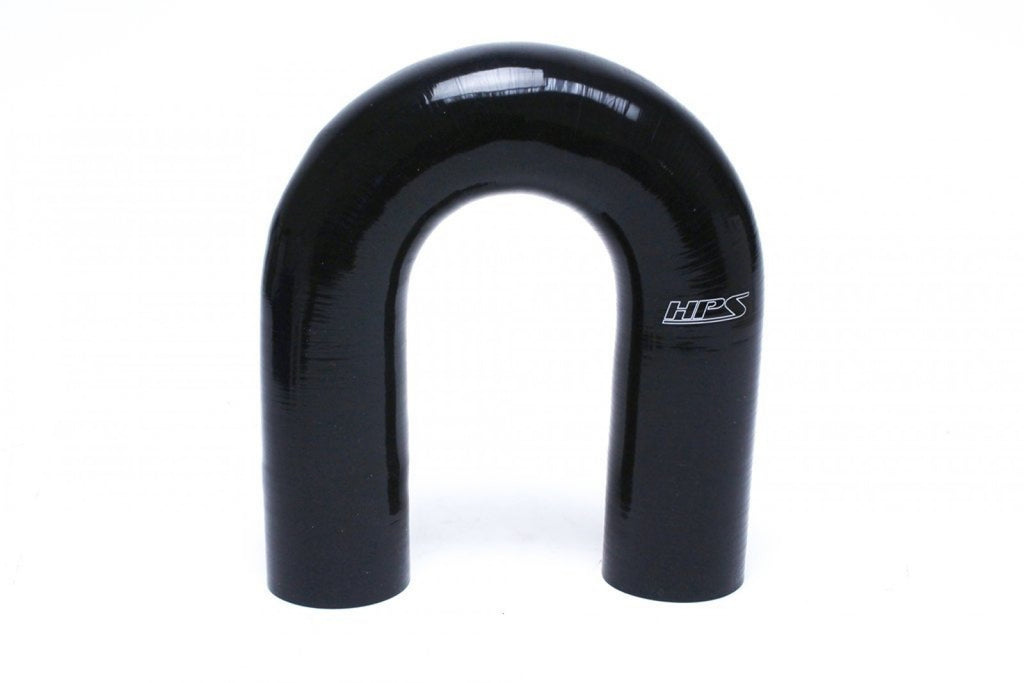 HPS 1.75" ID High Temp 4-ply Reinforced Silicone 180 Degree U Bend Elbow Coupler Hose Black (45mm ID)