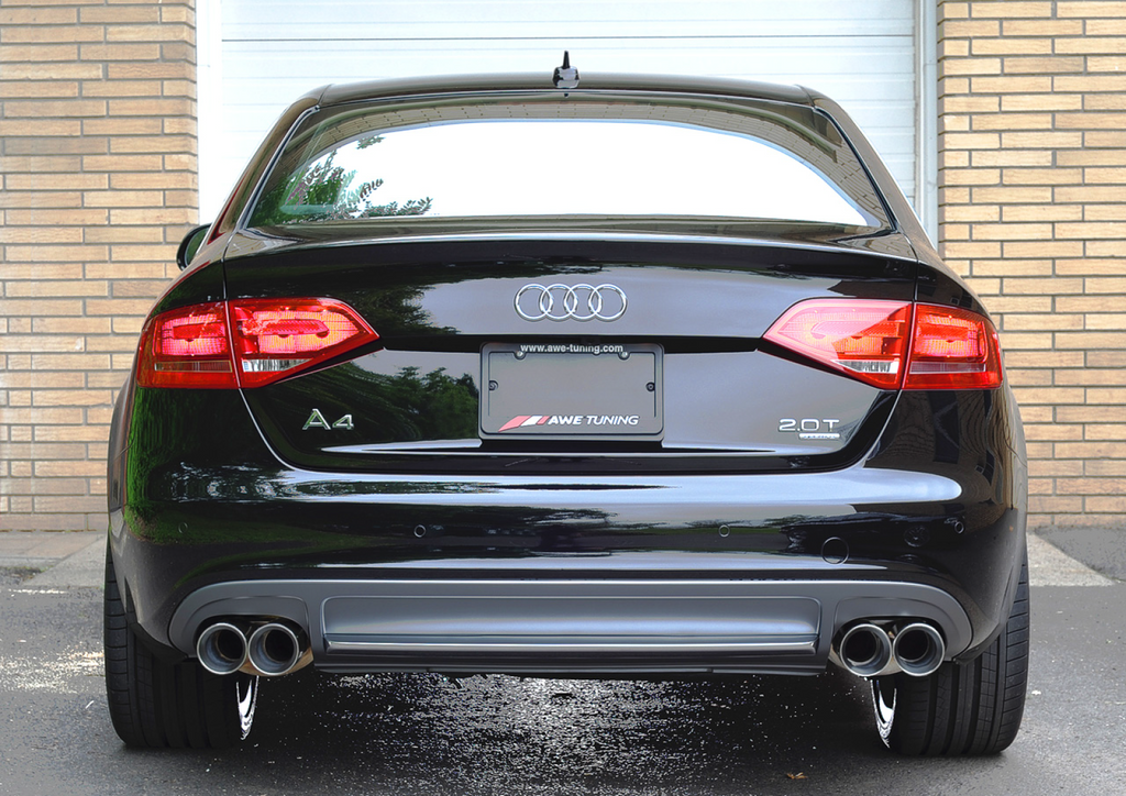 AWE Tuning AWE Touring Edition Exhaust for B8 A4 2.0T - Quad Tip, Polished Silver Tips