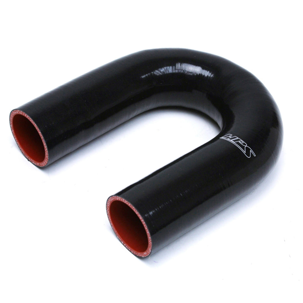 HPS 1.75" ID High Temp 4-ply Reinforced Silicone 180 Degree U Bend Elbow Coupler Hose Black (45mm ID)
