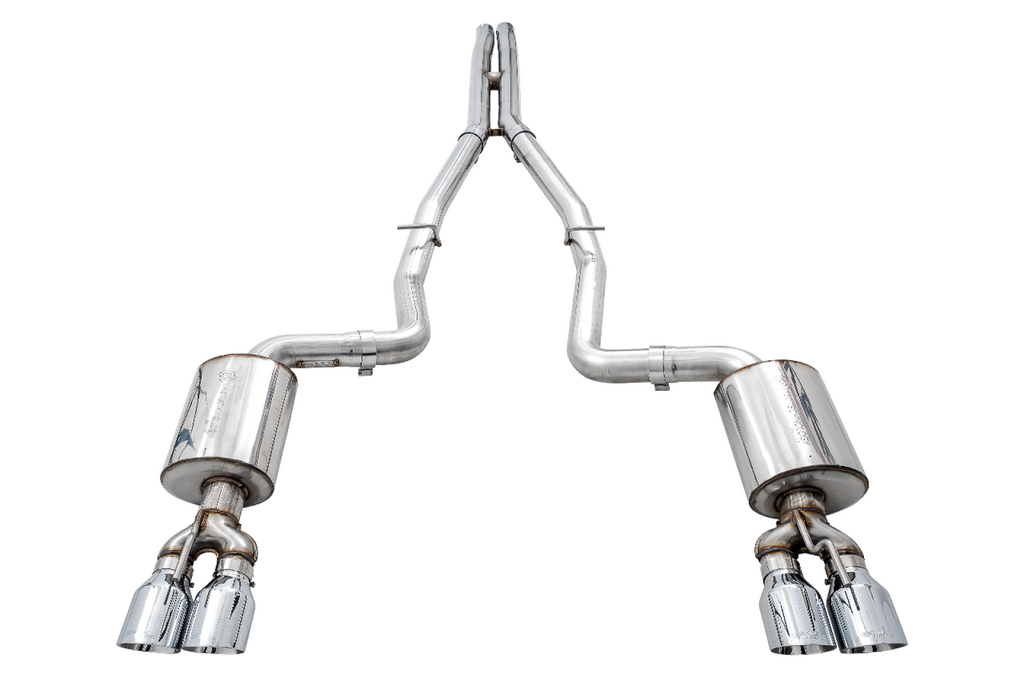 AWE Tuning AWE Touring Edition Exhaust for 15  Challenger 6.4 / 6.2 SC - Non-Resonated - Chrome Silver Quad Tips