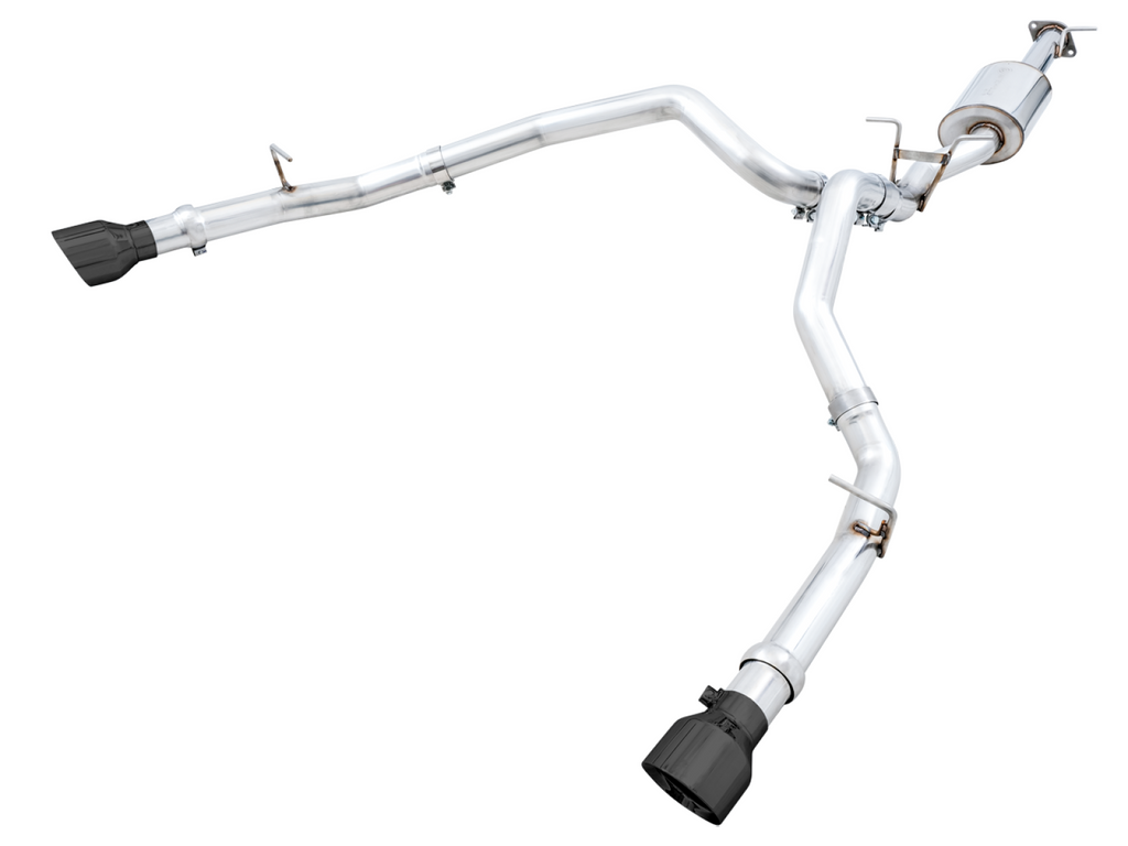 AWE Tuning AWE 0FG Dual Rear Exit Catback Exhaust for 5th Gen RAM 1500 5.7L (with bumper cutouts) - Diamond Black Tips