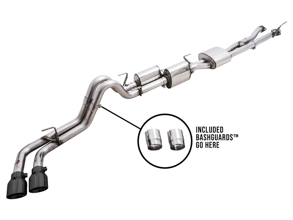 AWE Tuning AWE 0FG Exhaust with BashGuard for 3rd Gen Tacoma - Dual Diamond Black Tips