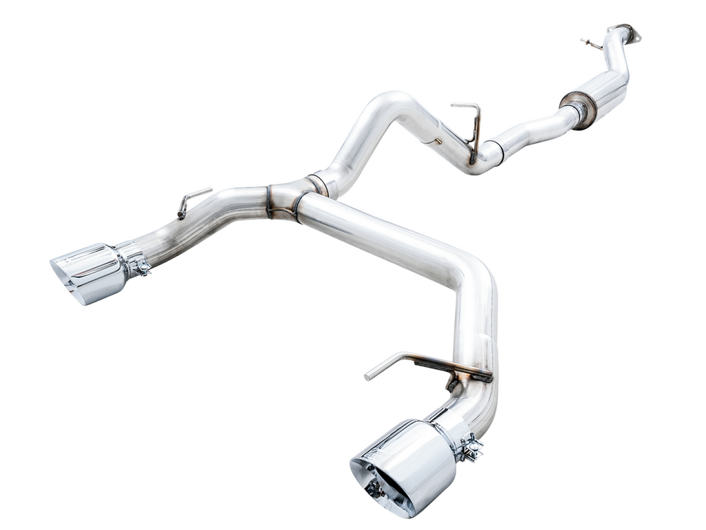 AWE Tuning AWE 0FG Catback Exhaust for Ford Bronco with BashGuard - Dual 4.5" Chrome Silver Tips