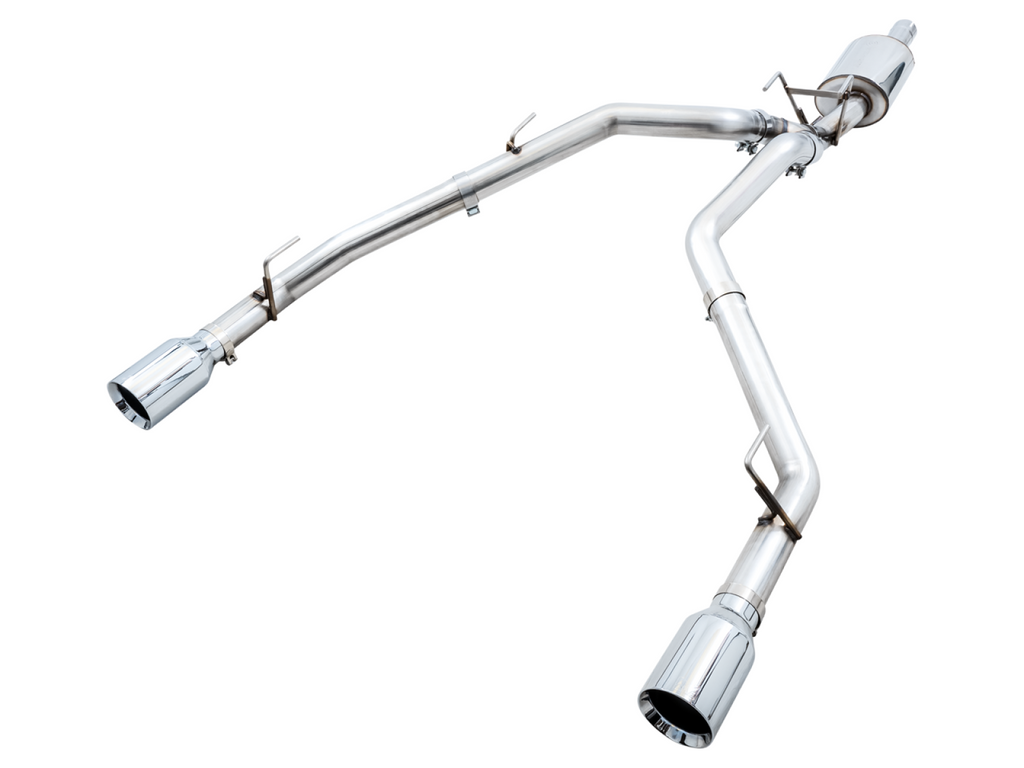 AWE Tuning AWE 0FG Dual Rear Exit Catback Exhaust for 4th Gen RAM 1500 5.7L (without bumper cutouts) - Chrome Silver Tips