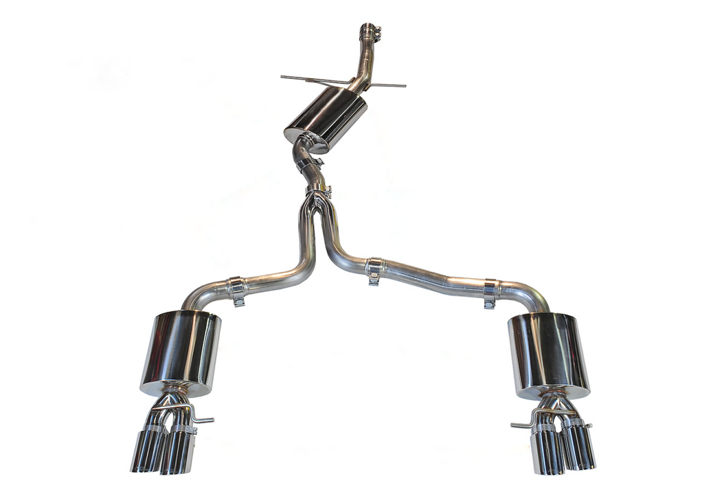 AWE Tuning AWE Touring Edition Exhaust for B8 A4 2.0T - Quad Tip, Polished Silver Tips