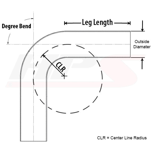 HPS 4.5" OD 70 Degree Bend 6061 Aluminum Elbow, 15 Gauge w/ 6" CLR