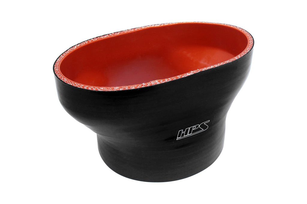 HPS Oval to Round Silicone Reducer Coupler Hose for Ford 60mm Throttle Body (M-9926-MSVT) to 3-1/4" Tubing, Black