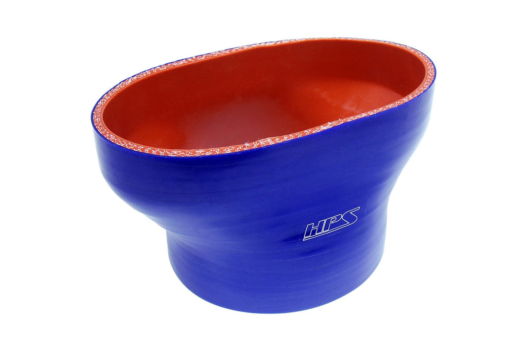 HPS Oval to Round Silicone Reducer Coupler Hose for Ford 60mm Throttle Body (M-9926-MSVT) to 4" Tubing, Blue