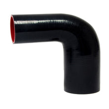 Load image into Gallery viewer, HPS 1-1/8&quot; - 1.25&quot; ID High Temp 4-ply Reinforced Silicone 90 Degree Elbow Reducer Hose Black (28mm - 32mm ID)