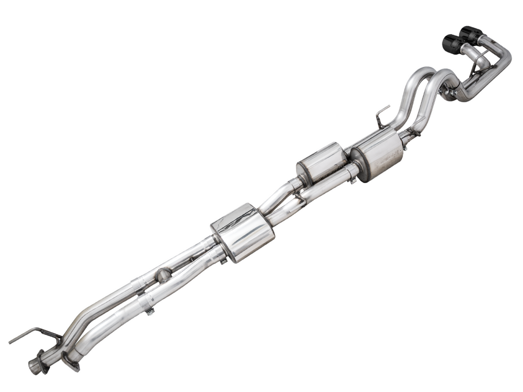 AWE Tuning AWE 0FG Exhaust with BashGuard for 3rd Gen Tacoma - Dual Diamond Black Tips