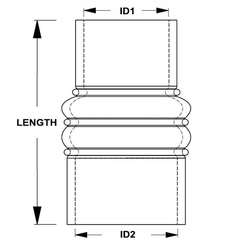 HPS 3" - 3.5" ID , 6" Long High Temp 4-ply Reinforced Silicone CAC Coupler Hose Cold Side (76mm - 89mm ID , 152mm Length)