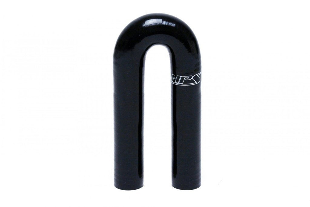 HPS 1.5" ID High Temp 4-ply Reinforced Silicone 180 Degree U Bend Elbow Coupler Hose Black (38mm ID)