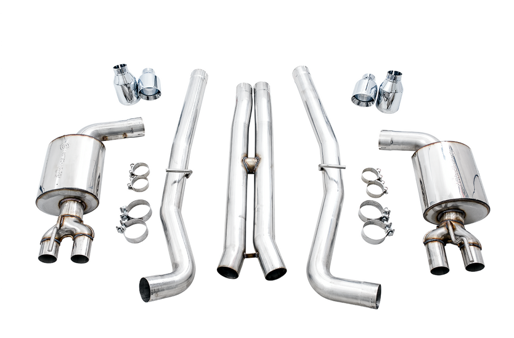 AWE Tuning AWE Touring Edition Exhaust for 15  Challenger 6.4 / 6.2 SC - Non-Resonated - Chrome Silver Quad Tips