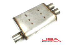 Load image into Gallery viewer, JBA Performance Chambered 2.5&quot; Muffler 304 SS Inlet Offset/Dual Outlet