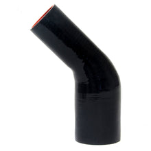 Load image into Gallery viewer, HPS 3.5&quot; - 4&quot; ID High Temp 4-ply Reinforced Silicone 45 Degree Elbow Reducer Hose Black (89mm - 102mm ID)