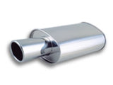 STREETPOWER Oval Muffler; w/4 in. Round Angle Cut Tip; 3 in. Inlet; w/8 in. Tip;