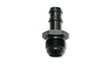 Barb Straight Fitting; Size: -6AN x 3/8in. Barb; 6061 Aluminum; Anodized Black;