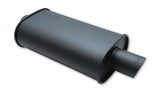 STREETPOWER Flat Black Oval Muffler; 2.25 in. Inlet; w/5 in. Tip;