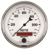 GAUGE; SPEEDOMETER; 3 3/8in.; 120MPH; ELEC. PROG. W/LCD ODO; OLD TYME WHT II