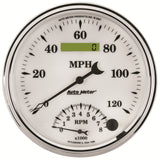 GAUGE; TACH/SPEEDO; 5in.; 120MPH/8K RPM; ELEC. PROGRAM; OLD TYME WHITE II