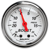 GAUGE; VAC/BOOST; 2 1/16in.; 30INHG-20PSI; MECHANICAL; ARCTIC WHITE