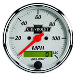 GAUGE; SPEEDO; 3 1/8in.; 120MPH; ELEC PROG W/LCD ODO; CHEVROLET HERITAGE BOWTIE