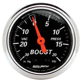 GAUGE; VAC/BOOST; 2 1/16in.; 30INHG-20PSI; MECHANICAL; DESIGNER BLACK