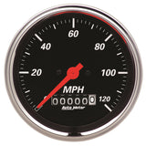 GAUGE; SPEEDOMETER; 3 3/8in.; 120MPH; ELEC. PROG. W/WHEEL ODO; DESIGNER BLACK