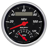 GAUGE; TACH/SPEEDO; 3 3/8in.; 120MPH/8K RPM; ELEC. PROGRAM.; DESIGNER BLK