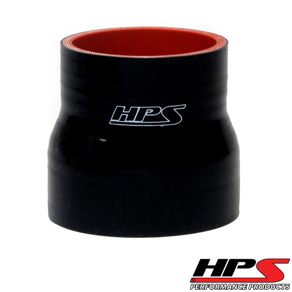 HPS 2-3/8" - 2.5" ID , 3" Long High Temp 4-ply Reinforced Silicone Reducer Coupler Hose Black (60mm - 63mm ID , 76mm Length)