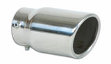 Round Stainless Steel Bolt-On Tip; 3 in.; Single Wall; Angle Cut;