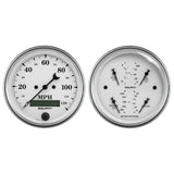 2 PC. GAUGE KIT; 3-3/8in. QUAD/SPEEDOMETER; 240-33 O; OLD TYME WHITE