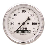 GAUGE; SPEEDO.; 3 3/8in.; 120MPH; ELEC. PROG. W/WHEEL ODO; OLD TYME WHITE