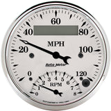 GAUGE; TACH/SPEEDO; 3 3/8in.; 120MPH/8K RPM; ELEC. PROGRAM.; OLD TYME WHT