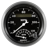 GAUGE; TACH/SPEEDO; 3 3/8in.; 120MPH/8K RPM; ELEC. PROGRAM.; OLD TYME BLK