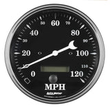 GAUGE; SPEEDO.; 5in.; 120MPH; ELEC. PROG. W/LCD ODO; OLD TYME BLACK