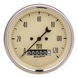 GAUGE; SPEEDO.; 3 3/8in.; 120MPH; ELEC. PROG. W/WHEEL ODO; ANTQ BEIGE