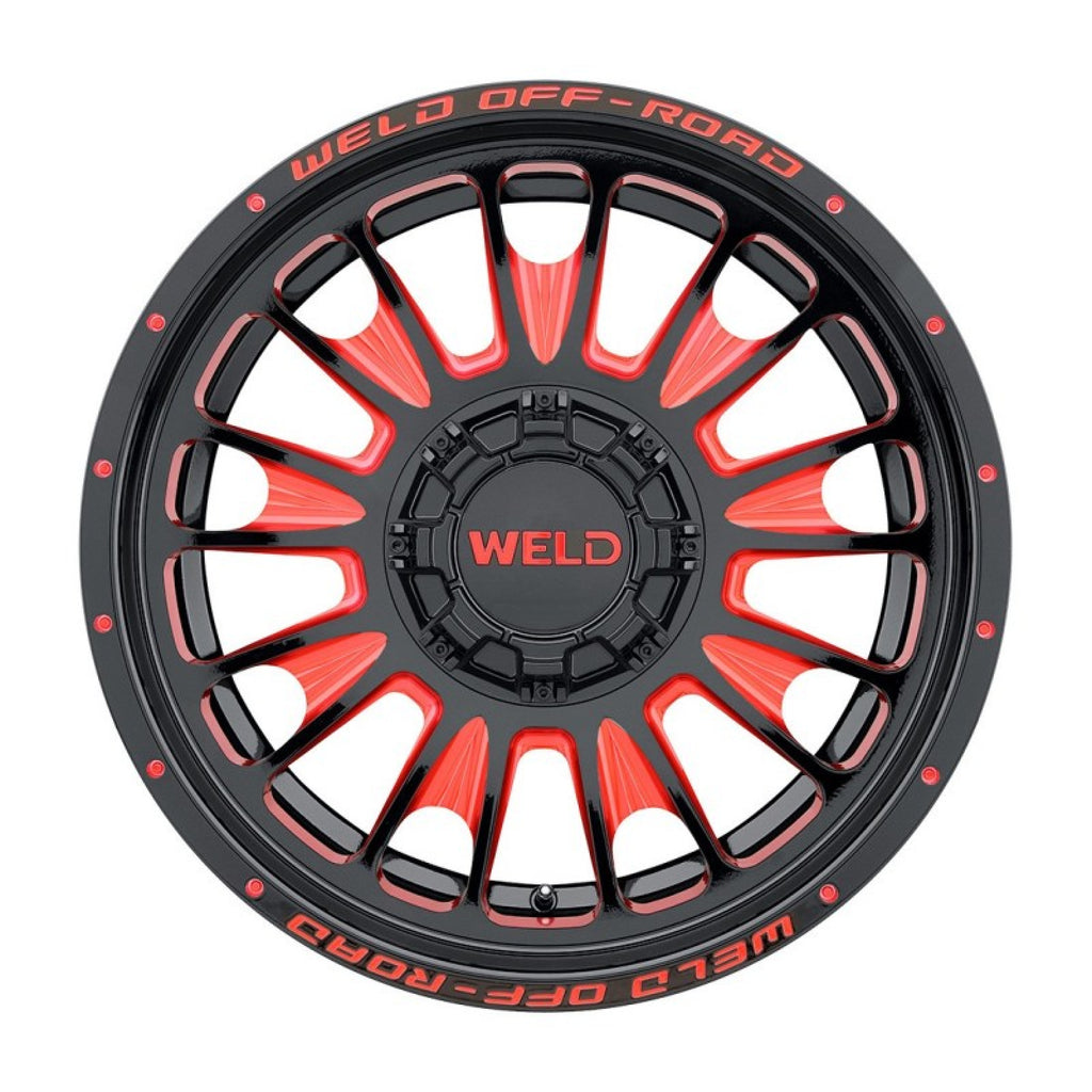 WELD Off-Road 22x12 Scorch 8x180  ET-44 BS4.75 Gloss BLK MIL RED 124.3 Wheel