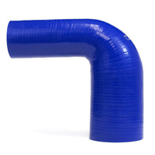 Load image into Gallery viewer, HPS 1.75&quot; - 2&quot; ID High Temp 4-ply Reinforced Silicone 90 Degree Elbow Reducer Hose Blue (45mm - 51mm ID)