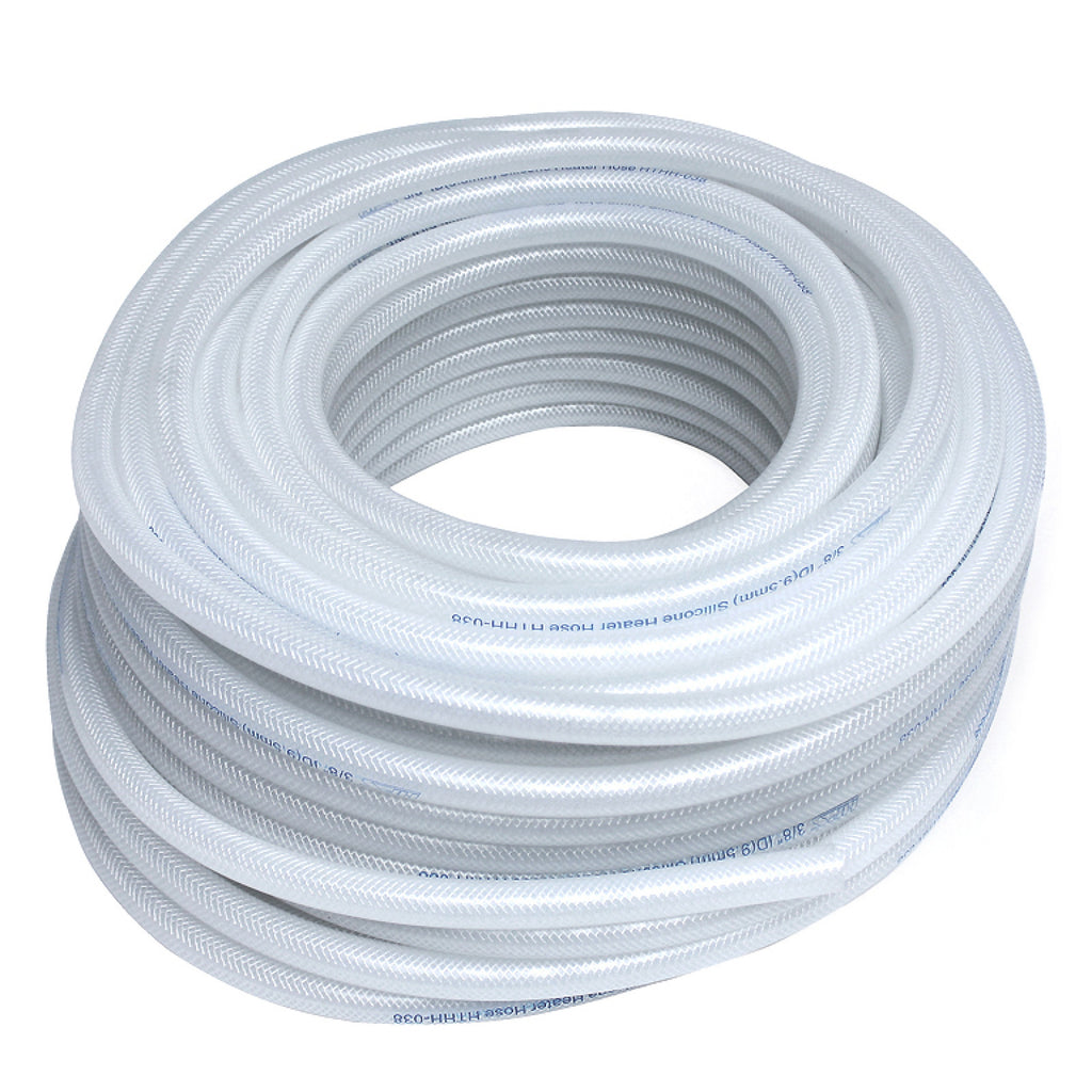 HPS 5/16" ID Clear high temp reinforced silicone heater hose 25 feet roll, Max Working Pressure 85 psi, Max Temperature Rating: 350F, Bend Radius: 1-1/4"