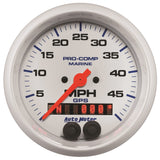 GAUGE; SPEEDOMETER; 3 3/8in.; 50MPH; GPS; MARINE WHITE