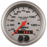 3-3/8in. GPS SPEEDOMETER; 0-140 MPH; MARINE SILVER ULTRA-LITE