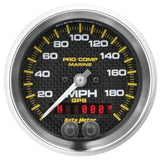 GAUGE; SPEEDOMETER; 3 3/8in.; 200MPH; GPS; MARINE CARBON FIBER