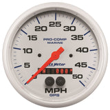 GAUGE; SPEEDOMETER; 5in.; 50MPH; GPS; MARINE WHITE