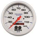 GAUGE; SPEEDOMETER; 5in.; 120MPH; GPS; MARINE WHITE